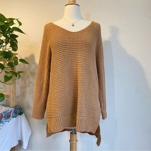 American Eagle Oversized slouchy tan sweater chenille knit, high low